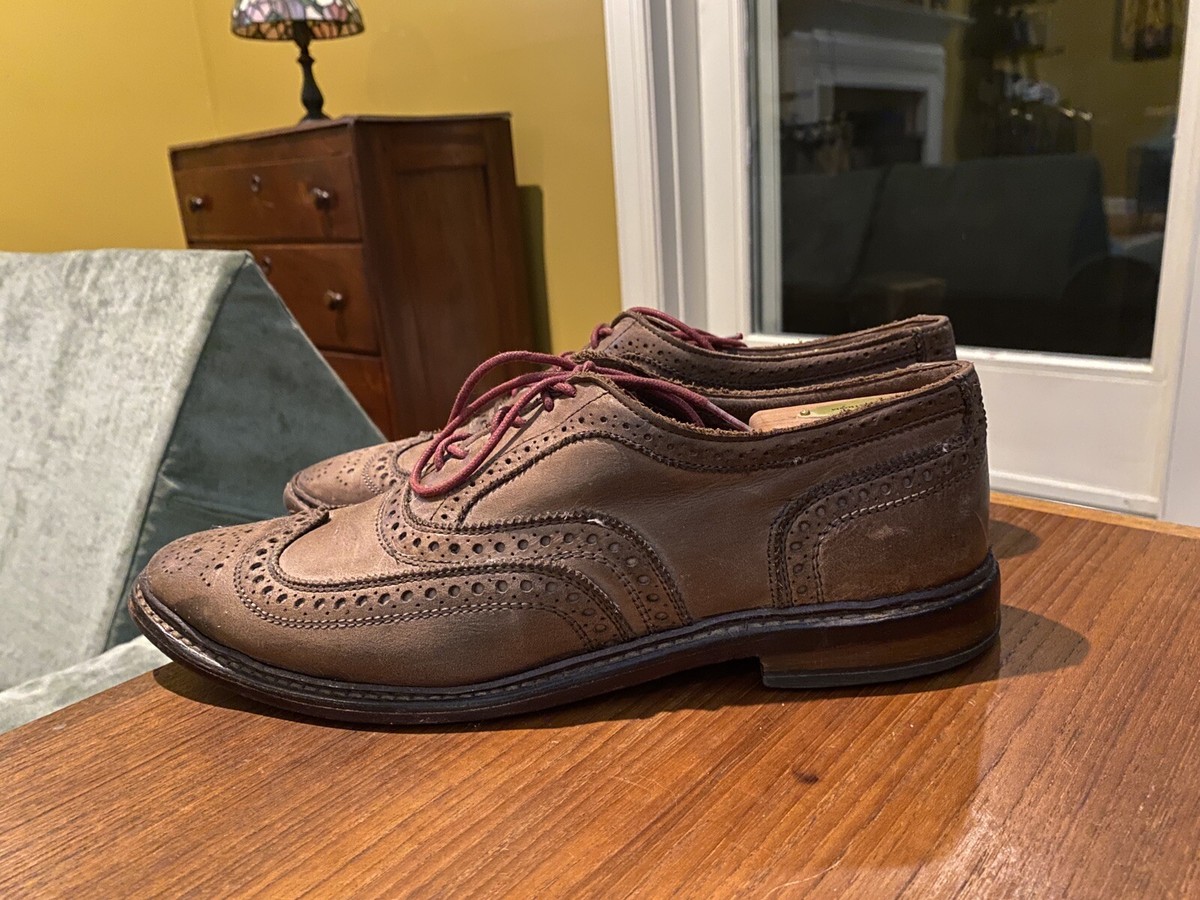 ALLEN EDMONDS 10 D Neumok Suede Leather Wingtip Oxford Shoes 