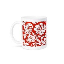 3dRose Bold red and white damask pattern - stylish modern trendy bright swirl...