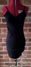 BNWT Forever 21 Black Mini Knit Ruched Strappy v neck Dress Size M UK 6/8