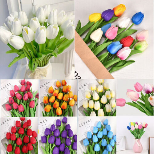 10x fiori artificiali fiori artificiali fiori falsi mazzo tulipano artificiale - Foto 1 di 29