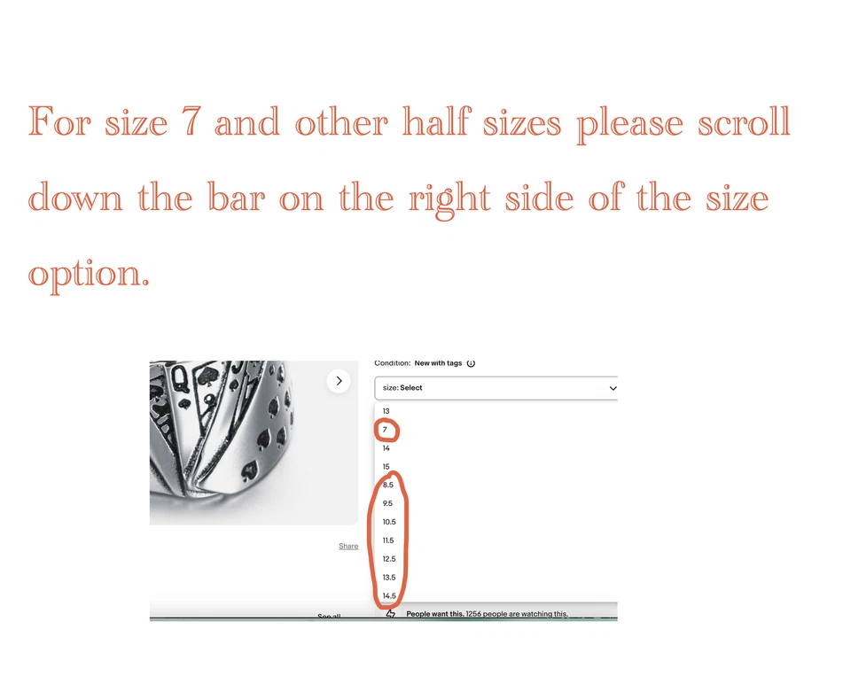 MENDEL Mens Biker Casino Lucky Poker Ring Jewelry Men Stainless Steel Size 7-15 - Image 2 of 4