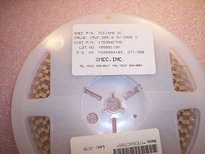 QTY (100) 15uf 6.3V 20%  C  CASE 6032 SMD TANTALUM CAPACITORS TCC15M6.3C SMEC