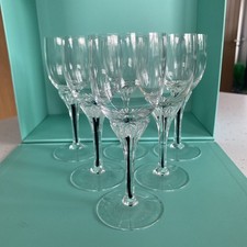 6 x Vintage Belfor Exquisite Black Core Stem Bohemia Crystal Hock Sherry Glasses