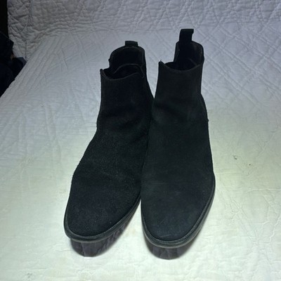 SECTION X Women's Black Suede Chelsea Ankle Boots Slip-On Round Toe Pull Tab
