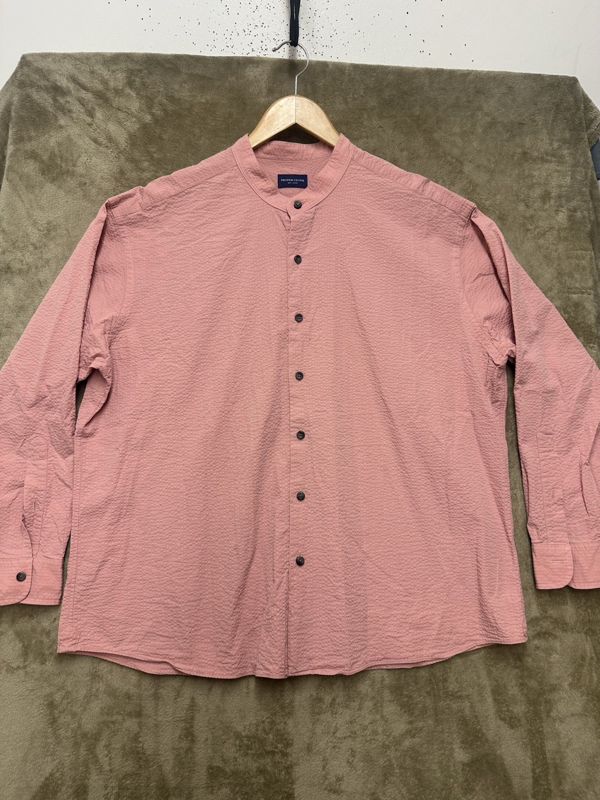 Proper Solid Pink krinkle Button Down Shirt Men’s… - image 1