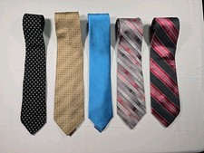 Lot Of 5 Calvin Klein Designer 100 Silk Men's Ties Blue Pink Gray Tan Vtg