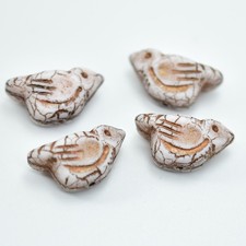 11x22 mm Bird - 2 Beads - Matte White Bronze Finish - Czech Glass
