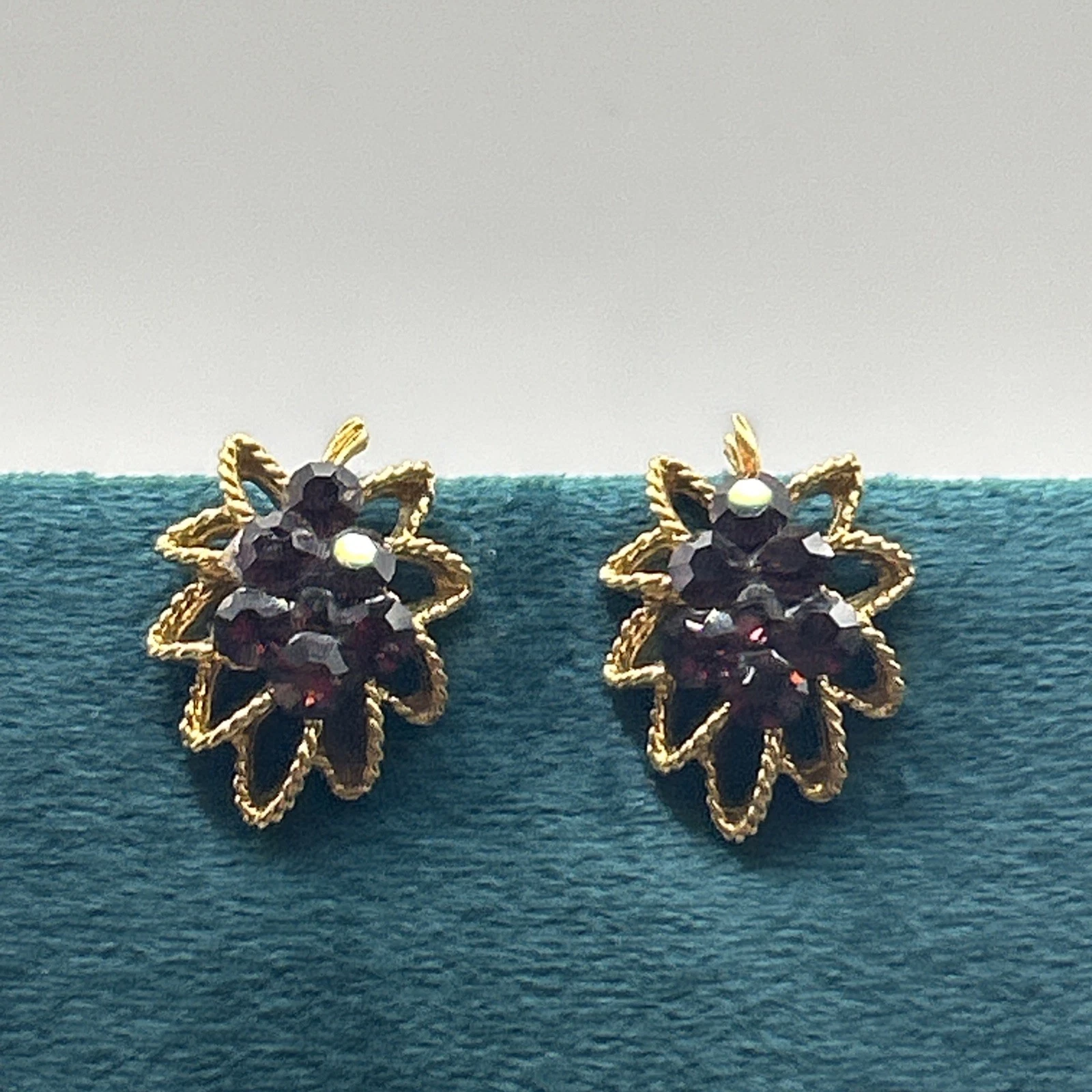 Boucle D’oreille vintage fantaisie Grappe De Raisins Doré   Strass Violet Clips