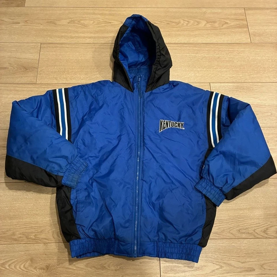 Vintage Starter Kentucky Wildcats Full Zip Hooded Nylon Jacket Kids Size L - Image 2 of 4