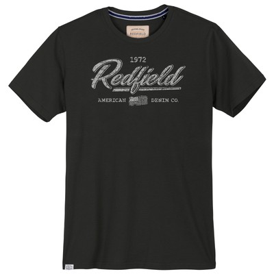 Redfield T-Shirt bedruckt in Herren Übergrößen, schwarz
