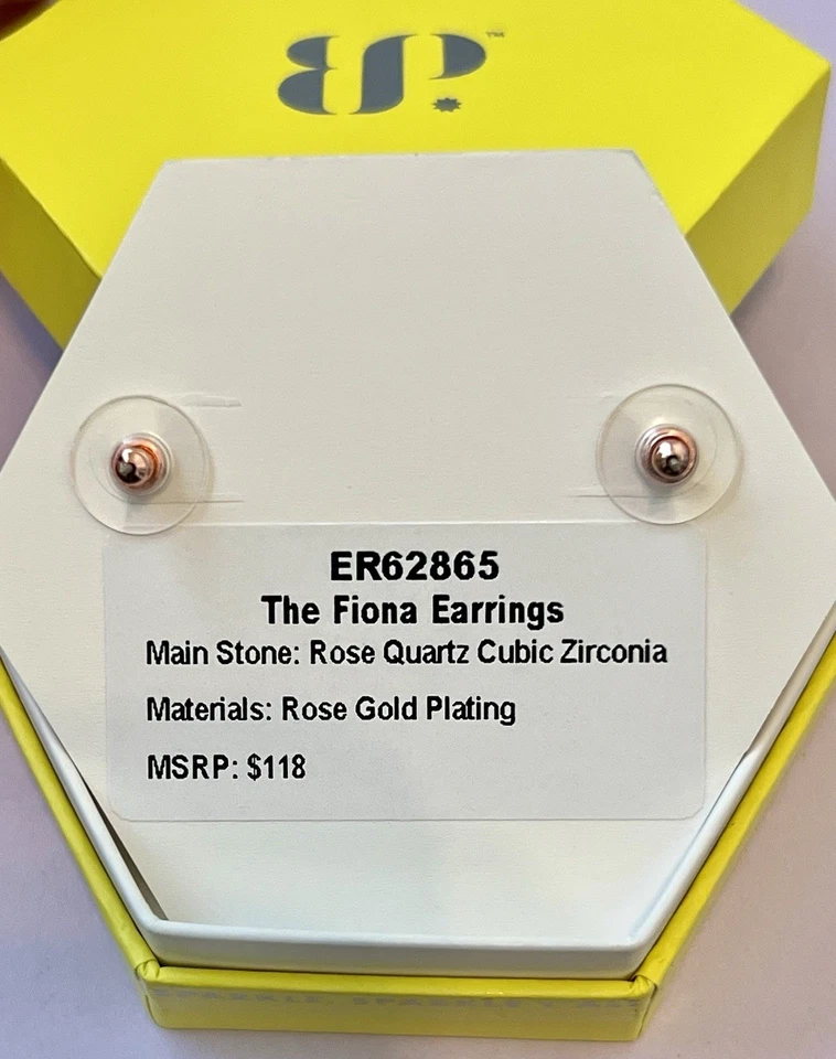 Серьги-гвоздики для вечеринок с бомбами «Серьги Фиона» розовый кварц фианит покрытие розовым золотом - Изображение 2 из 2