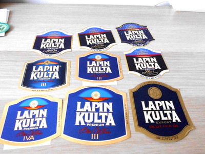 9 Beer Labels Brand Lapin Kulta from Finland BE 04 Part 1 Series 06-2026