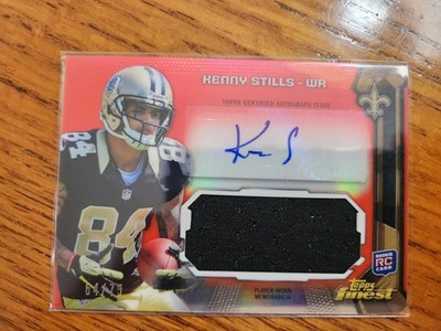 2013 Topps Finest - Auto Jumbo Relic Kenny Stills #AJR-KS Red /75 (AU, MEM, RC)