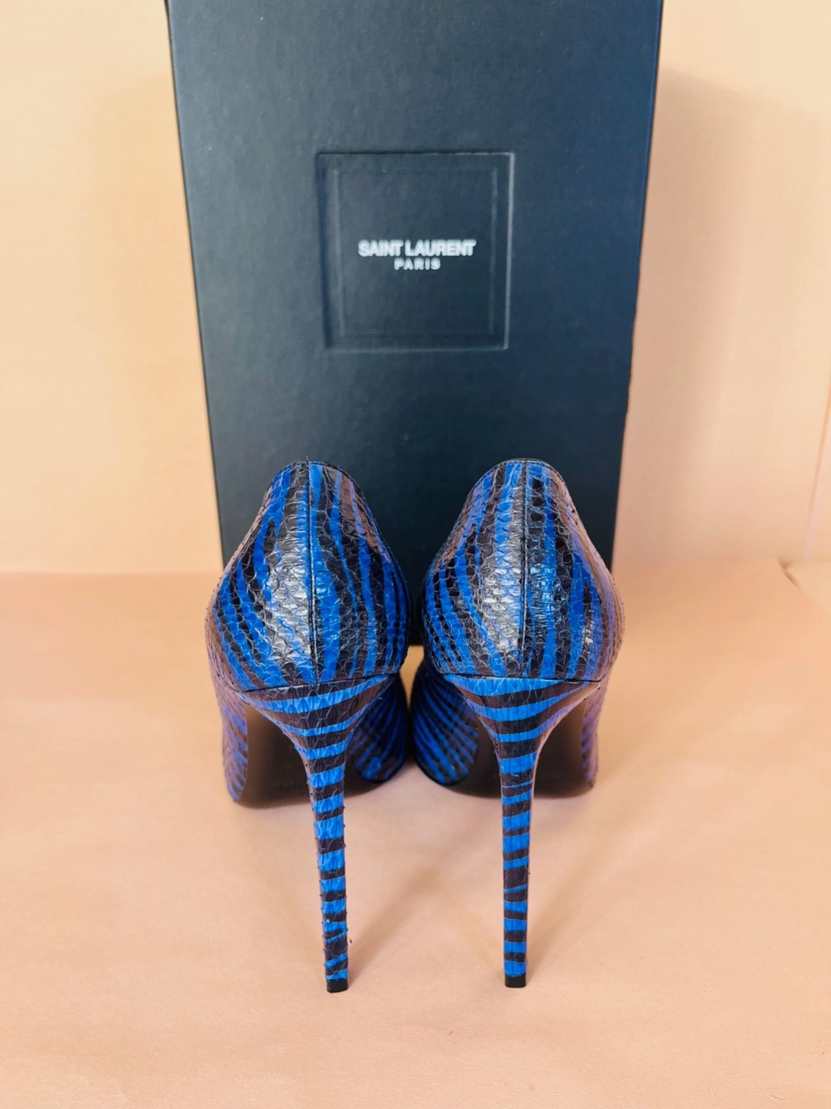 Rare SAINT LAURENT Blue Python-Embossed Zebra Pri… - image 6
