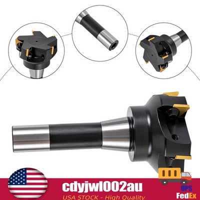 90 Degree Indexable End Mill 3'' Cutting Depth R8 Shank End Mill 5 Flutes+Key US