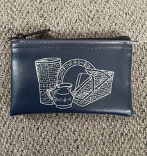 Vtg Longaberger Blue Zip Top Coin Purse Wallet Woven Memories Logo