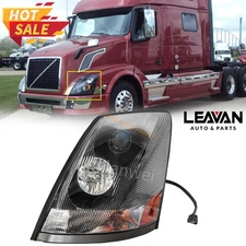 For Volvo VNL 2004-2017 Semi Truck Black Projector Halogen Headlight Left Driver
