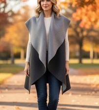 Steve Madden Felt Wool Wrap Shawl Collar Gray...