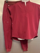 FIGS Technical Collection Scrubs Set XS S/P Burgundy Solid Unisex Medical
