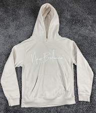 Sudadera con Capucha New Balance Logo Pullover Jóvenes Niñas Beige Polar Talla 16