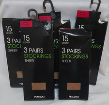 15 x pair bundle Sheer Stockings 15 Den Peacocks Natural OS NOS
