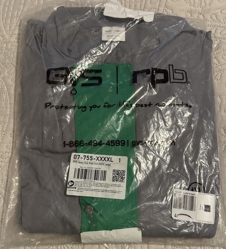 NEW GVS RPB Safety Heavy Duty Blast Suit XXXXL 4XL 07-755