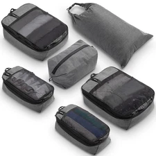 Compression Packing Cubes for Travel by TRIPPED – 6-Piece Premium Set with La...