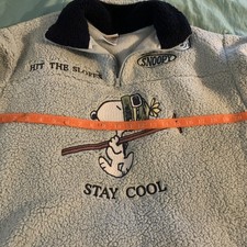 NWT Snoopy Peanuts Blue Sherpa Pullover Quarter Zip Stay Cool Women s Size M