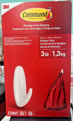 Command General Purpose Hooks & Strips w/ 3-lb. Cap. - WT (50/CT) New  17081CABP