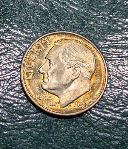 1947-D Roosevelt Dime Gem BU Awesome Toned Gem