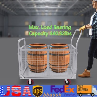 Industrial Platform Truck Cart w/ Removable Side Panels 440 lbs Steel Dolly