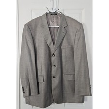Stafford Executive Collection Mens Sport Coat Silk Wool Size 44S. Grey/ Black