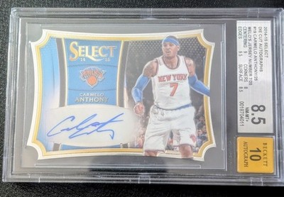 2014 Select Carmelo Anthony Die-cut Autograph #7/25 JERSEY MATCH BGS 8.5/Auto 10