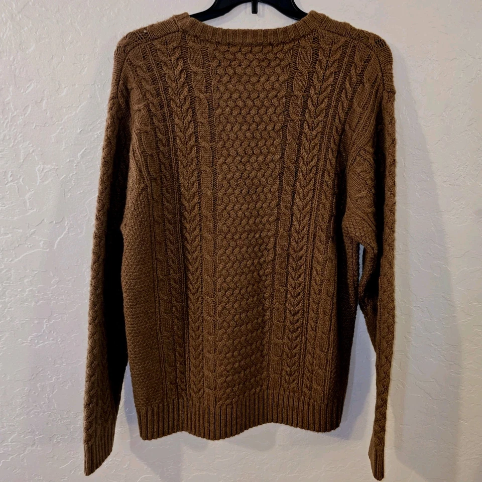 NEW Pendleton 100% Wool LS Sweater Cable Knit Men’s XL Brown Fisherman $179 - Image 4 of 4