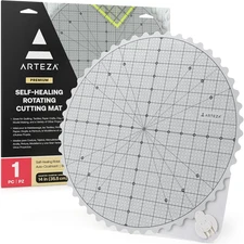 ARTEZA 14 Inch Premium Self-Healing Rotating Cutting Mat, Scalloped Edge, 360° R