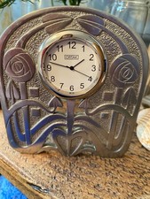 Vintage Ortak Pewter Desk Clock - Design by Charles Mackintosh