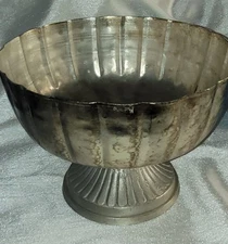 Accent Decor Lita Compote Pedestal Bowl - Distressed Modern Metal Centerpiece