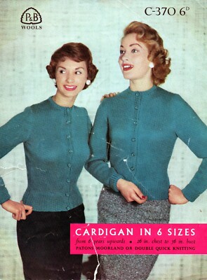 ~ Vintage 50er Jahre P&B Strickmuster für Damen/Mädchen klassische Strickjacke ~ Hinweis ~