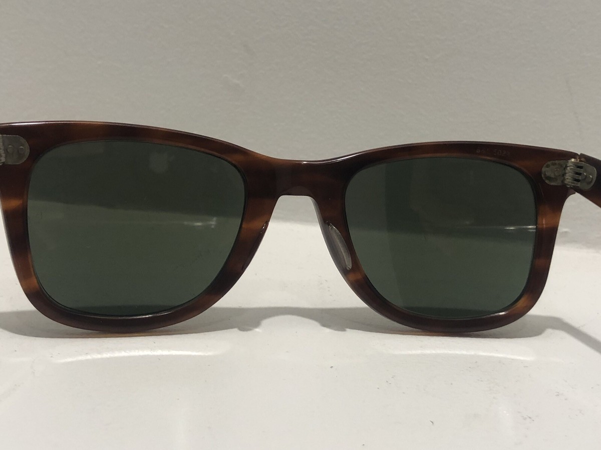 Vtg 60s 70s B&L 5024 Ray-Ban USA Wayfarer Mock Tortoise thick Frame  Sunglasses