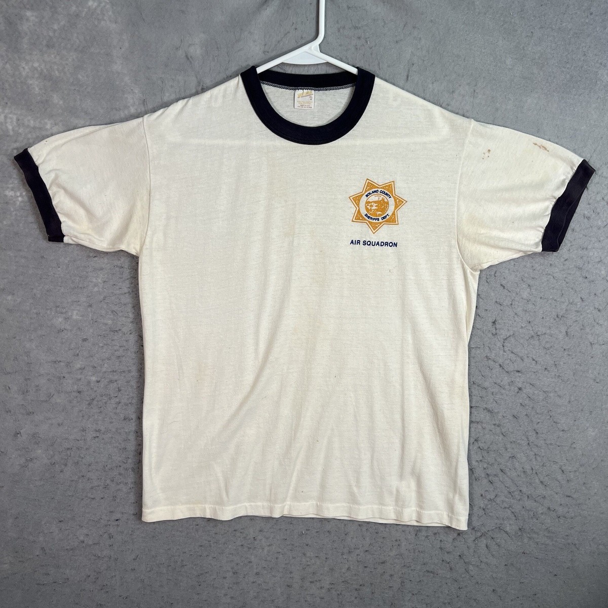 Vintage 70s Solano County Sheriffs Dept Air Squadron T Shirt Adult XL White  Mens | eBay