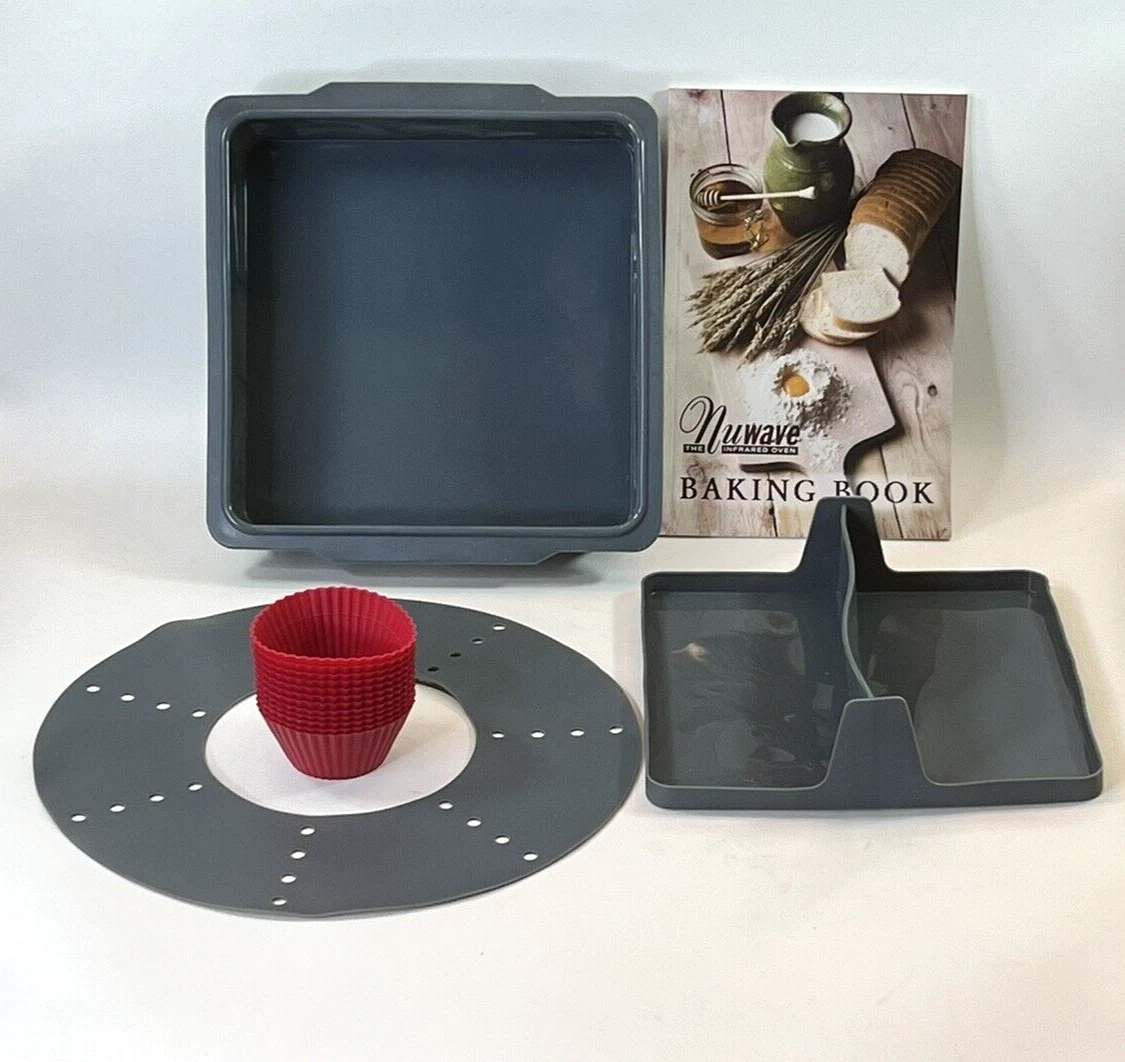 Nuwave Silicone 8x8 Baking Pan & Divider, 12 Cupcake Liners, Ring and Cookbook