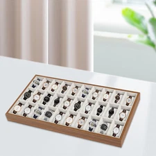 30-Slot Wooden Display Box Jewelry Watch Tray Box Storage Collecting Organizer