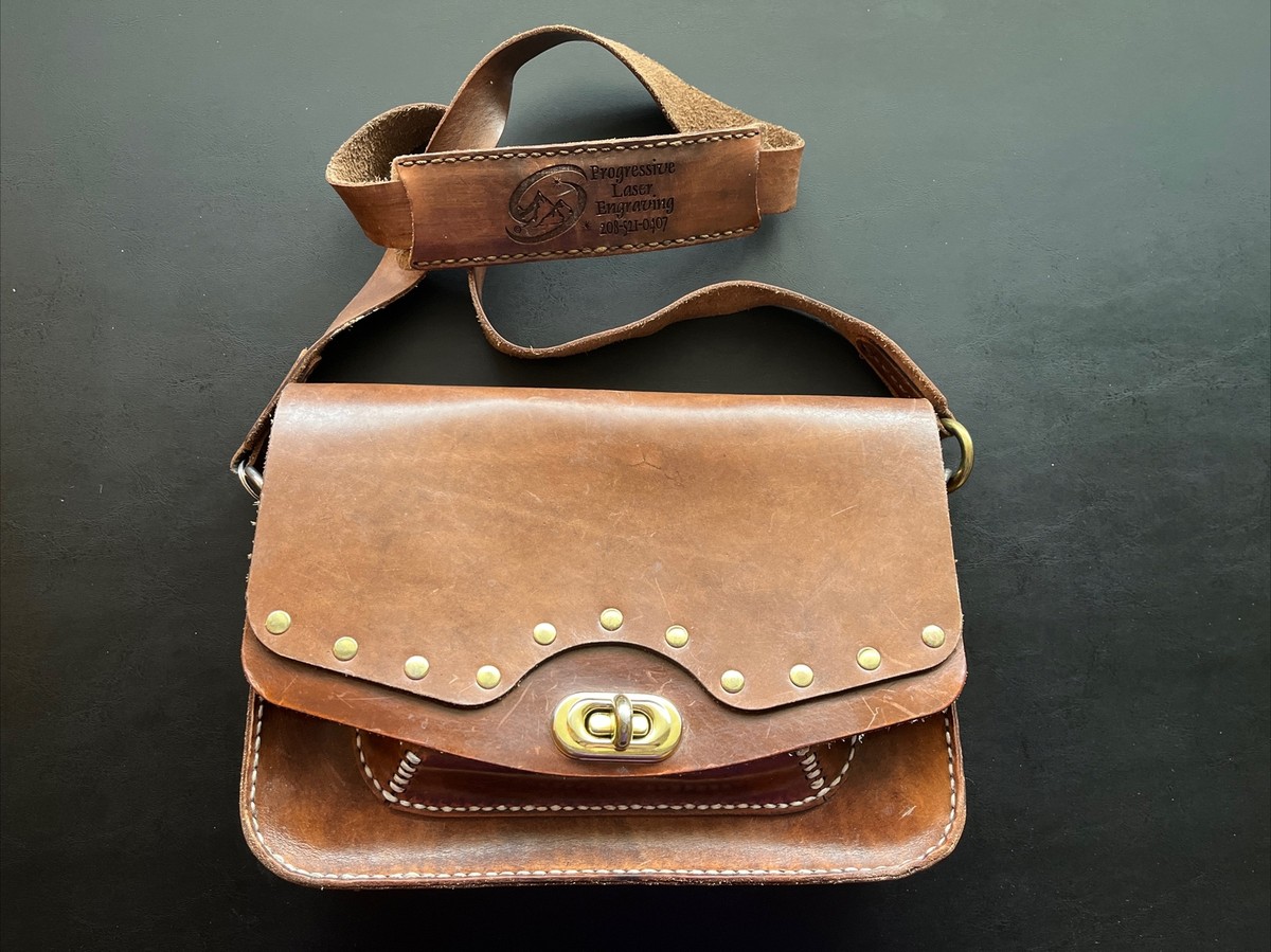 Handcrafted Brown Leather Shoulder Crossbody Saddle Bag Studded 