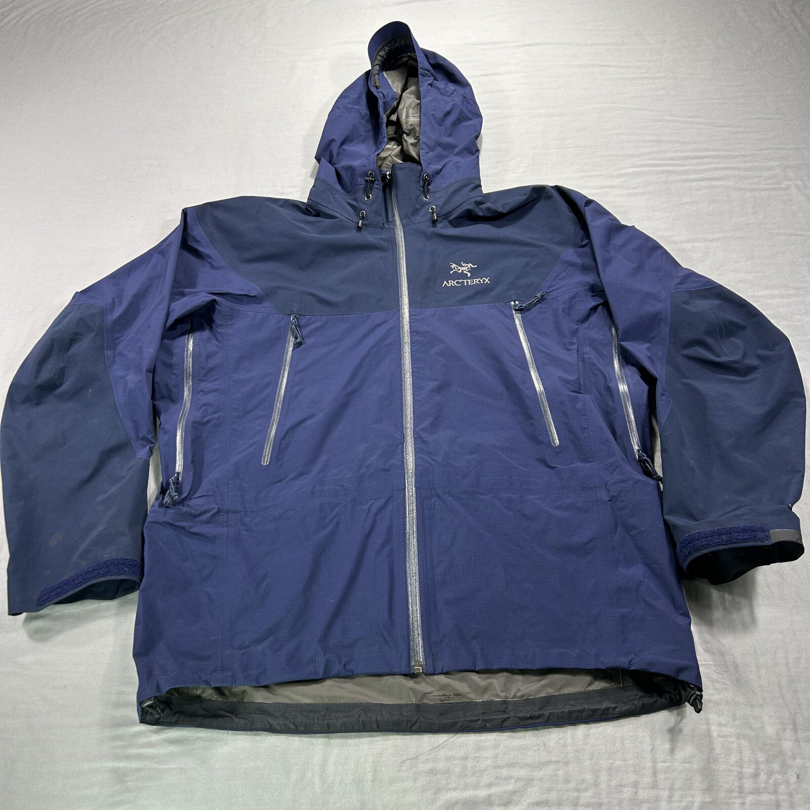 ARC'TERYX VINTAGE Arc'terx Giacca Uomo Grande Blu Gore Tex Paclite Giacca a Vento Cappuccio Ventilato