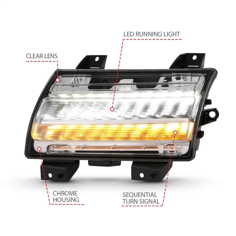 Anzo EE. UU. 511083 Jeep Wrangler 18 LED luz de señalización lateral cromada transparente (con secuencia... Foto 4 de 4