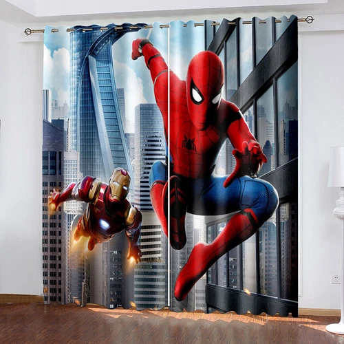 Marvel Spiderman Made Pair Thick Thermal Blackout Curtains Ring Top Eyelet Gifts - Picture 21 of 22