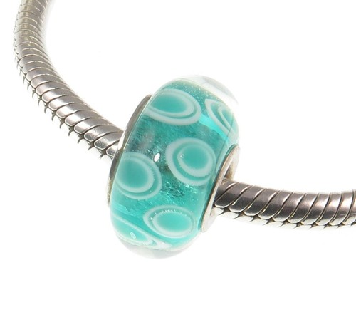 Chamilia 925 sterling silver TEAL GREEN BLUE BOHEMIAN CRUSH Murano charm bead - Picture 4 of 12