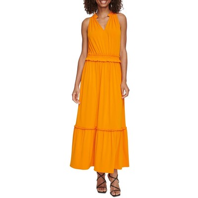 Karl Lagerfeld Paris Womens Orange Tiered Long Maxi Dress L BHFO 9931