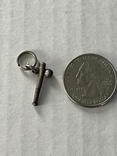 Vintage Original Sterling Silver Baseball and Bat Charm Rare Bracelet Necklace