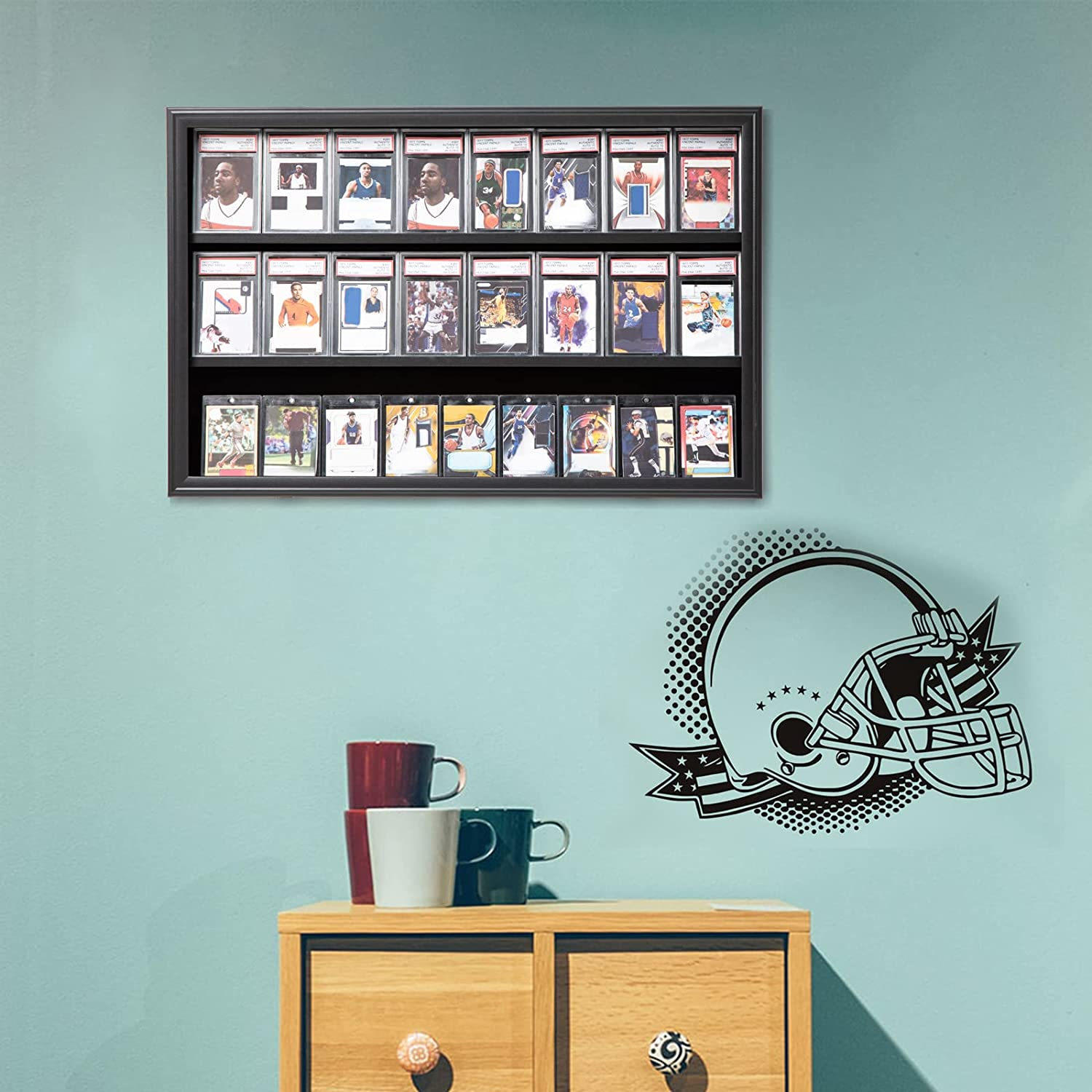 Baseball Card Display Case 24 Graded Sport Card Display Case Wall Mount